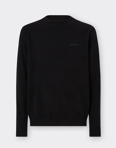 Ferrari 徽标图案羊毛和羊绒套衫 黑色 21204f