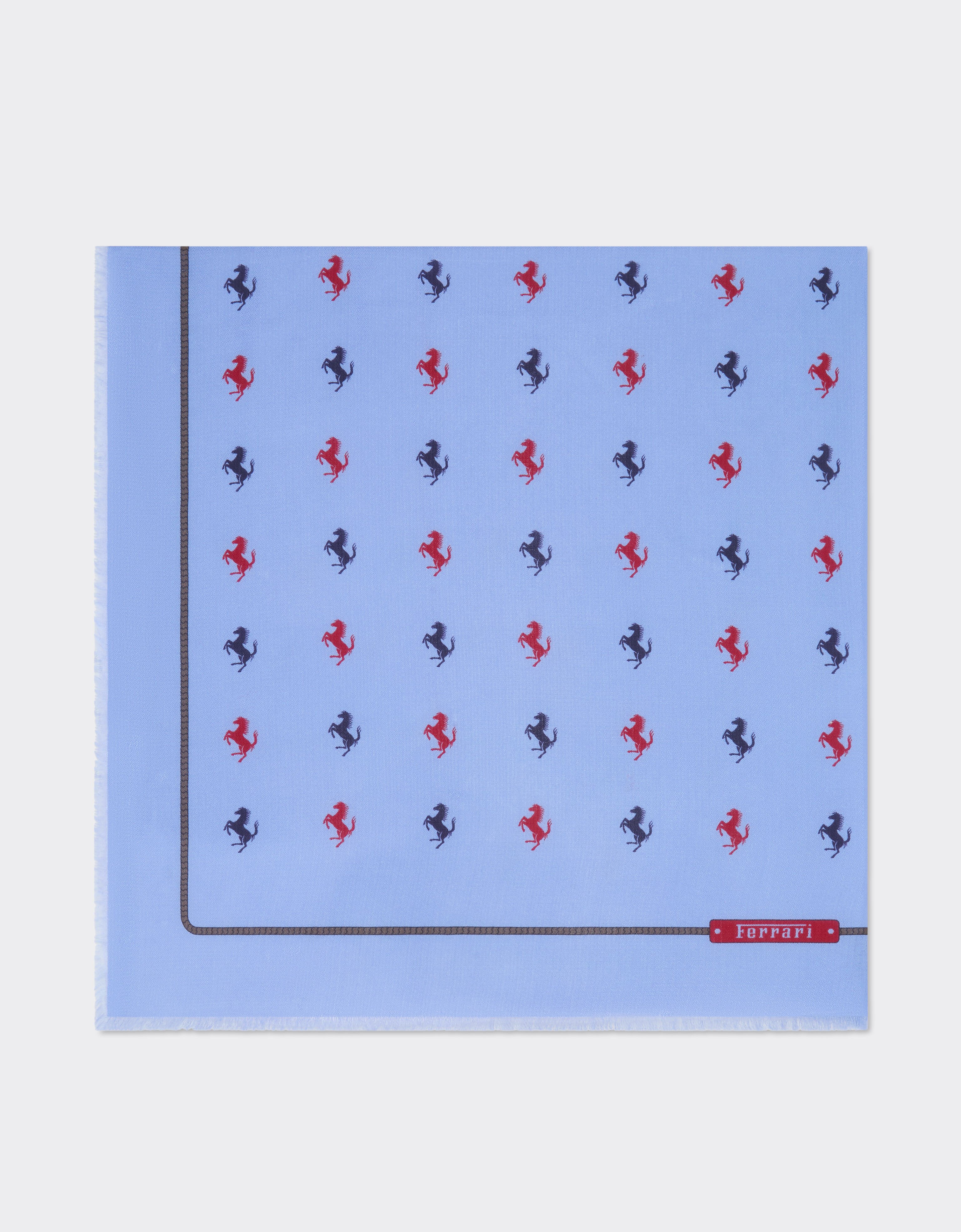 Ferrari 丝棉混纺斜纹方巾 Oxford Blue 50361f