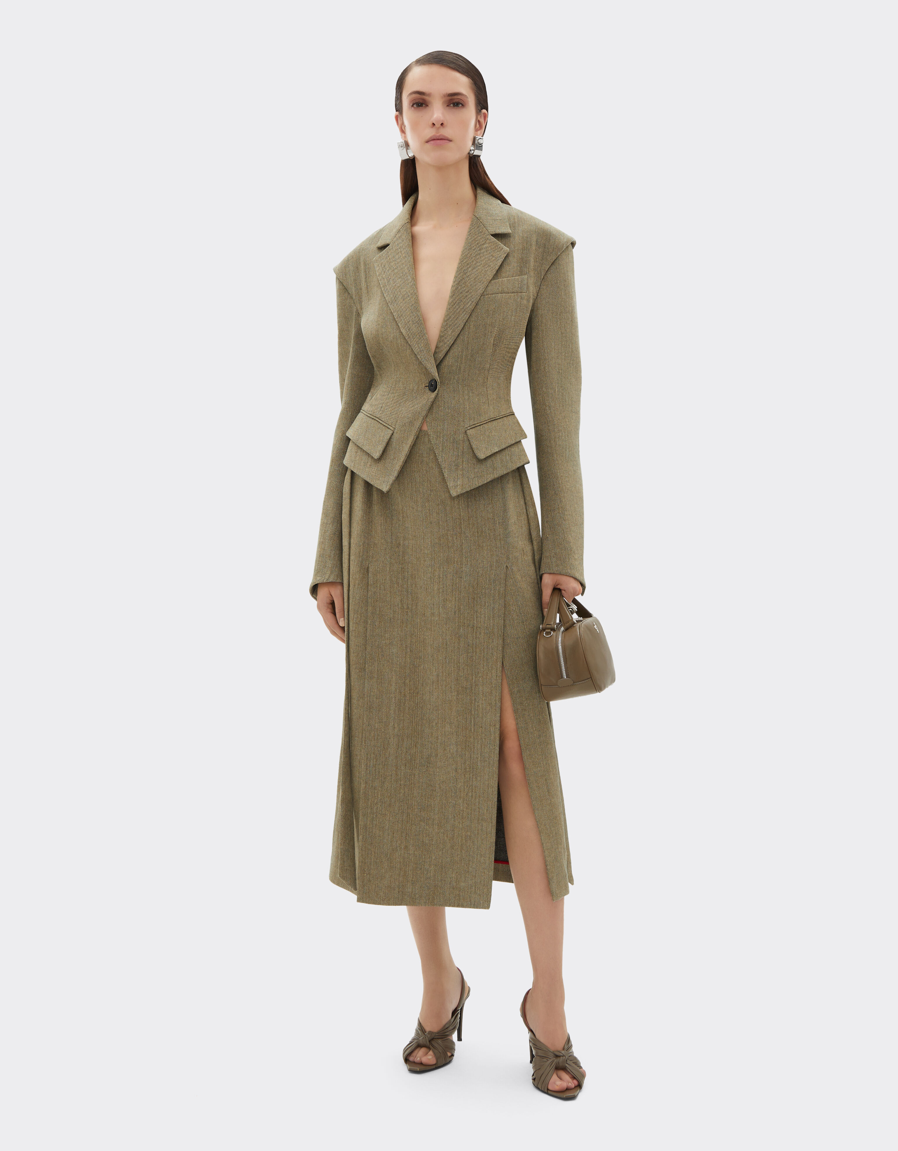 Ferrari 洗水斜纹西装外套 Khaki Green 50049f