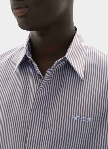 Chemise en barré mélangé soie avec broderie Ferrari Chemise en barré mélangé soie avec broderie Powder Blue CWMSH0021WPL0012f