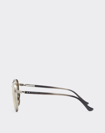 Ferrari Ferrari sunglasses in  brushed silver titanium and acetate with transparent gold lenses with white mirror coating Silver LA0KQf