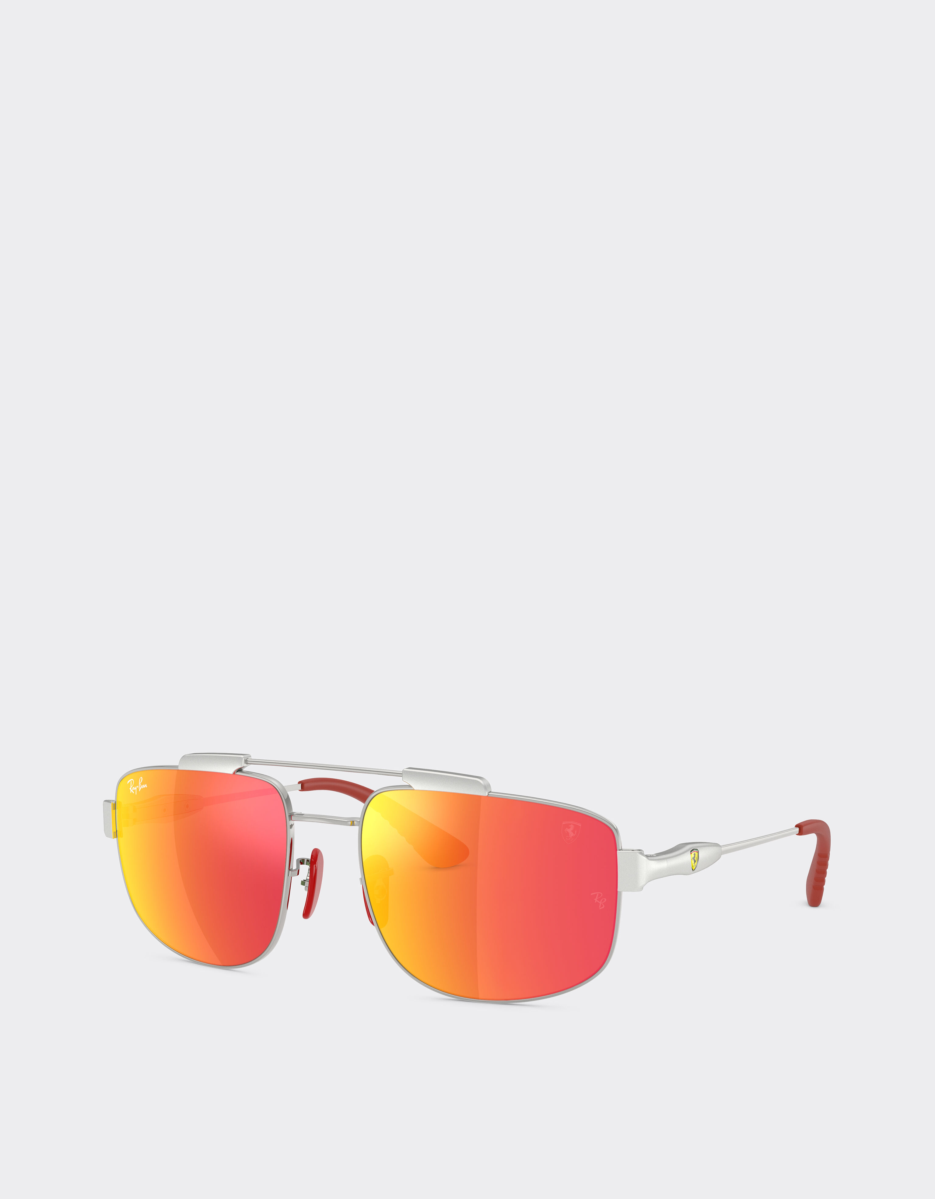 Ferrari Ray-Ban for Scuderia Ferrari RB3789M 银色金属镜框搭配红色反光灰色镜片 Silver LA0JJf