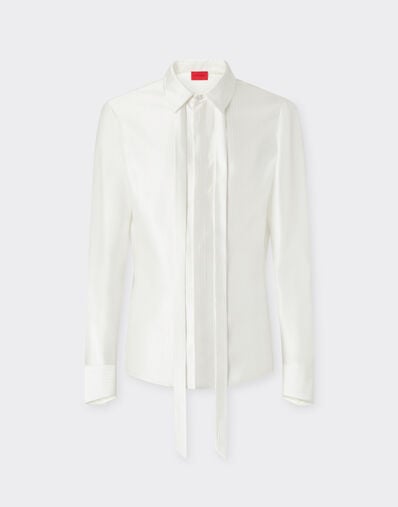 Ferrari Satin shirt with micro-stripe pattern Ivory 49929f