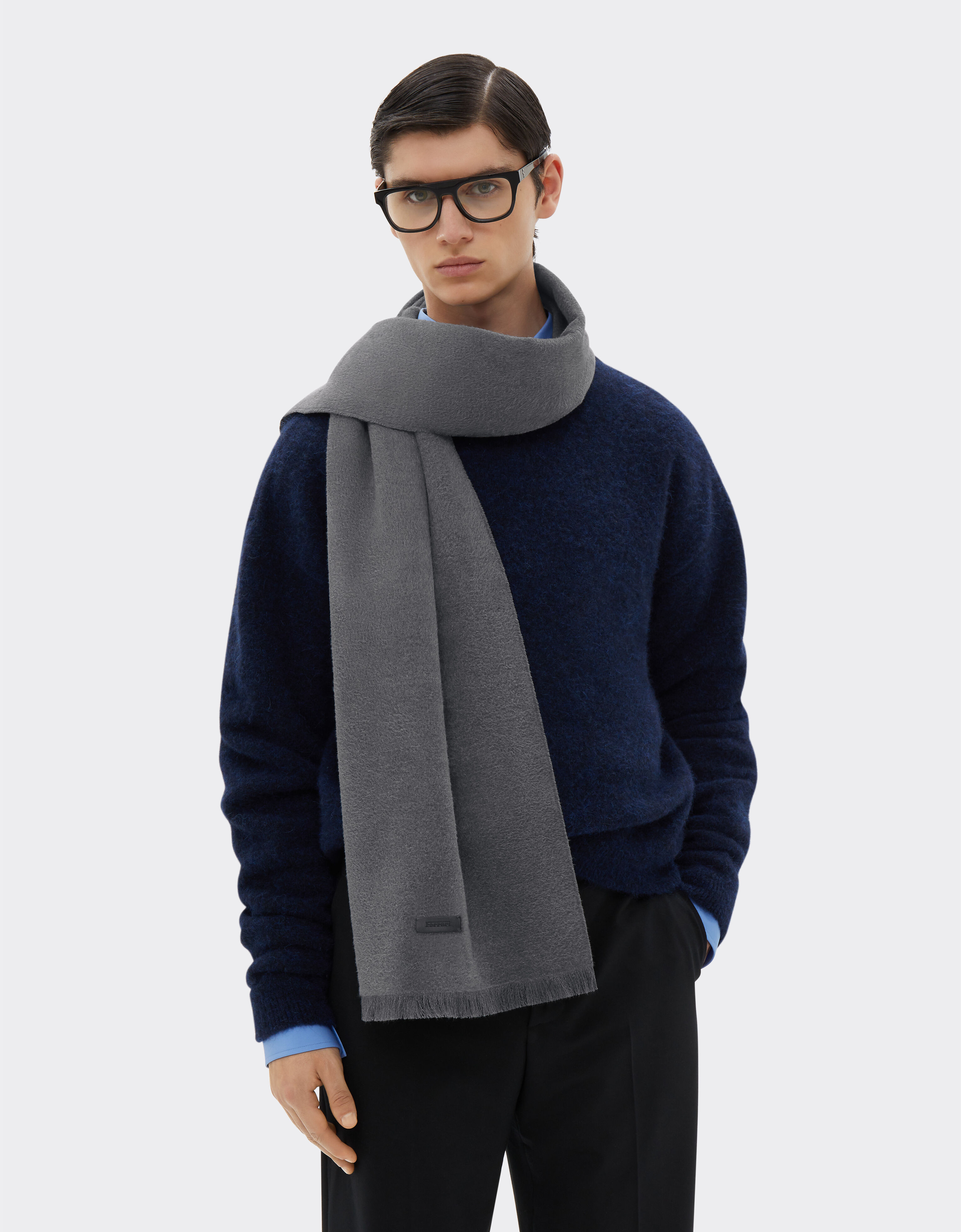 Ferrari Silk velvet scarf Melange grey 21334f