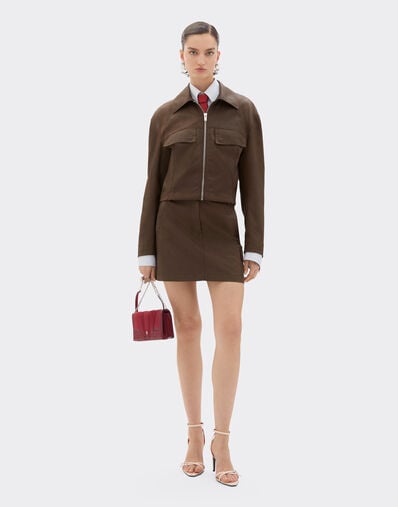 Ferrari Mini skirt in technical gabardine with a vintage effect Khaki Green 49927f