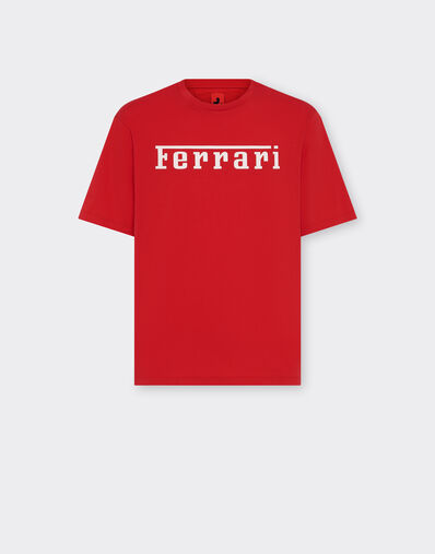 Ferrari Cotton T-shirt with Ferrari logo Rosso Corsa 51037f
