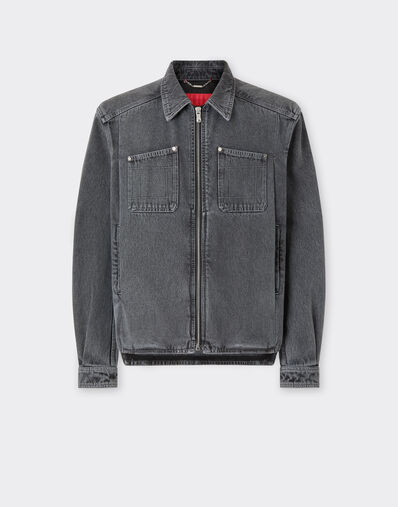 Ferrari Dark marbled denim jacket Granite Gray 49942f