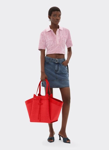 Ferrari Raffia and leather tote bag Rosso Dino 49110f