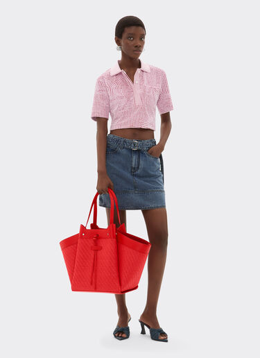 Raffia and leather tote bag Ferrari Raffia and leather tote bag Rosso Dino 49110f