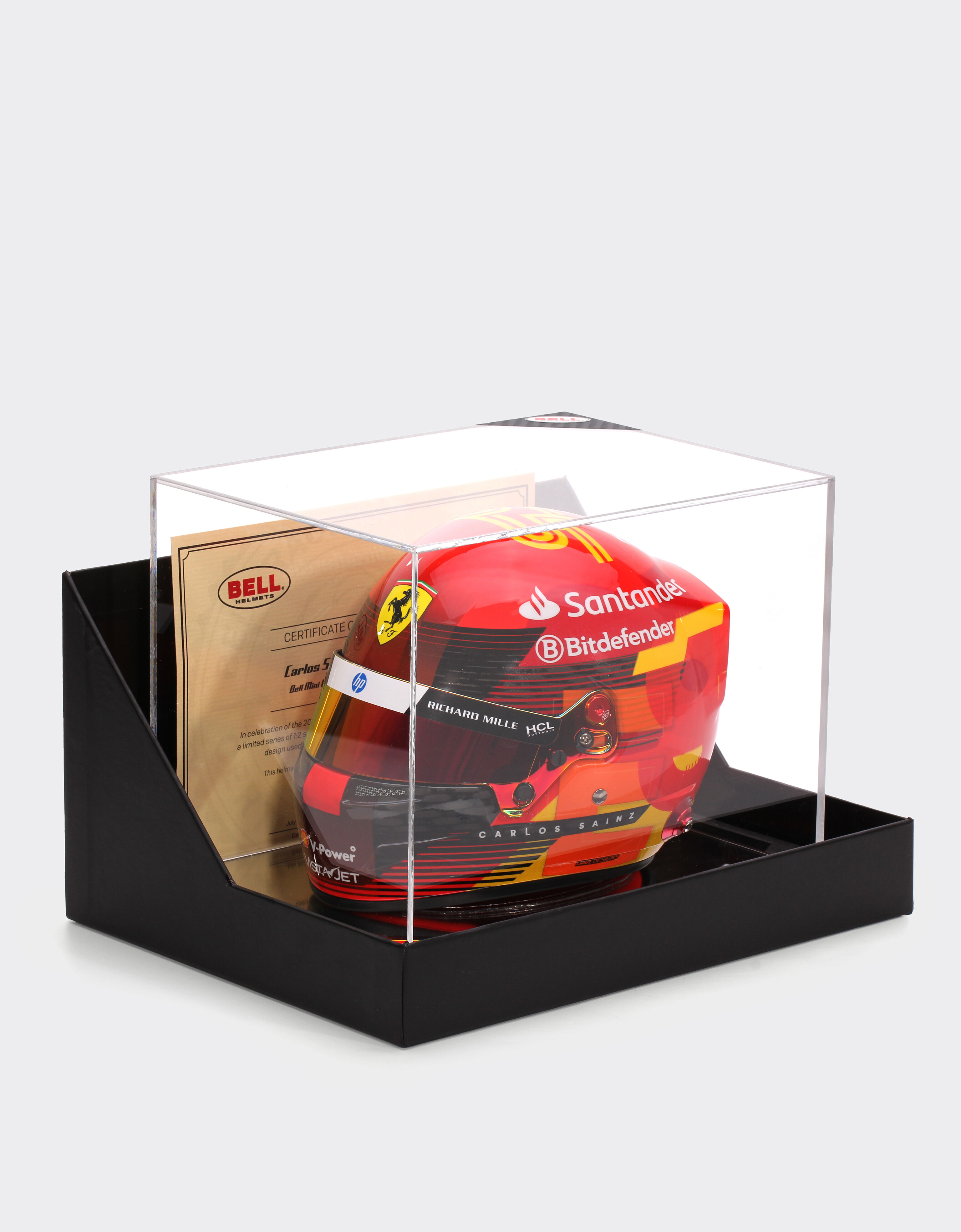 Ferrari 卡洛斯-塞恩斯迷你头盔（比例 1:2 - 西班牙特别版 2024 红色 F1355f