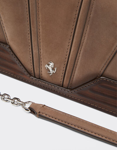 Ferrari  Ferrari GT wallet in shaded nubuck with chain shoulder strap Clay 50395f