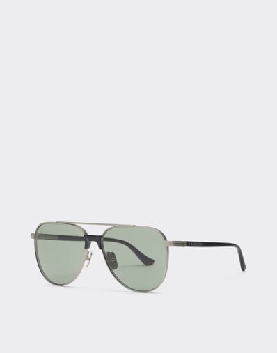 Ferrari Ferrari sunglasses in  matte silver titanium and acetate with dark green lenses Silver LA0KRf