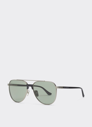 Ferrari Ferrari sunglasses in  matte silver titanium and acetate with dark green lenses Silver LA0KRf