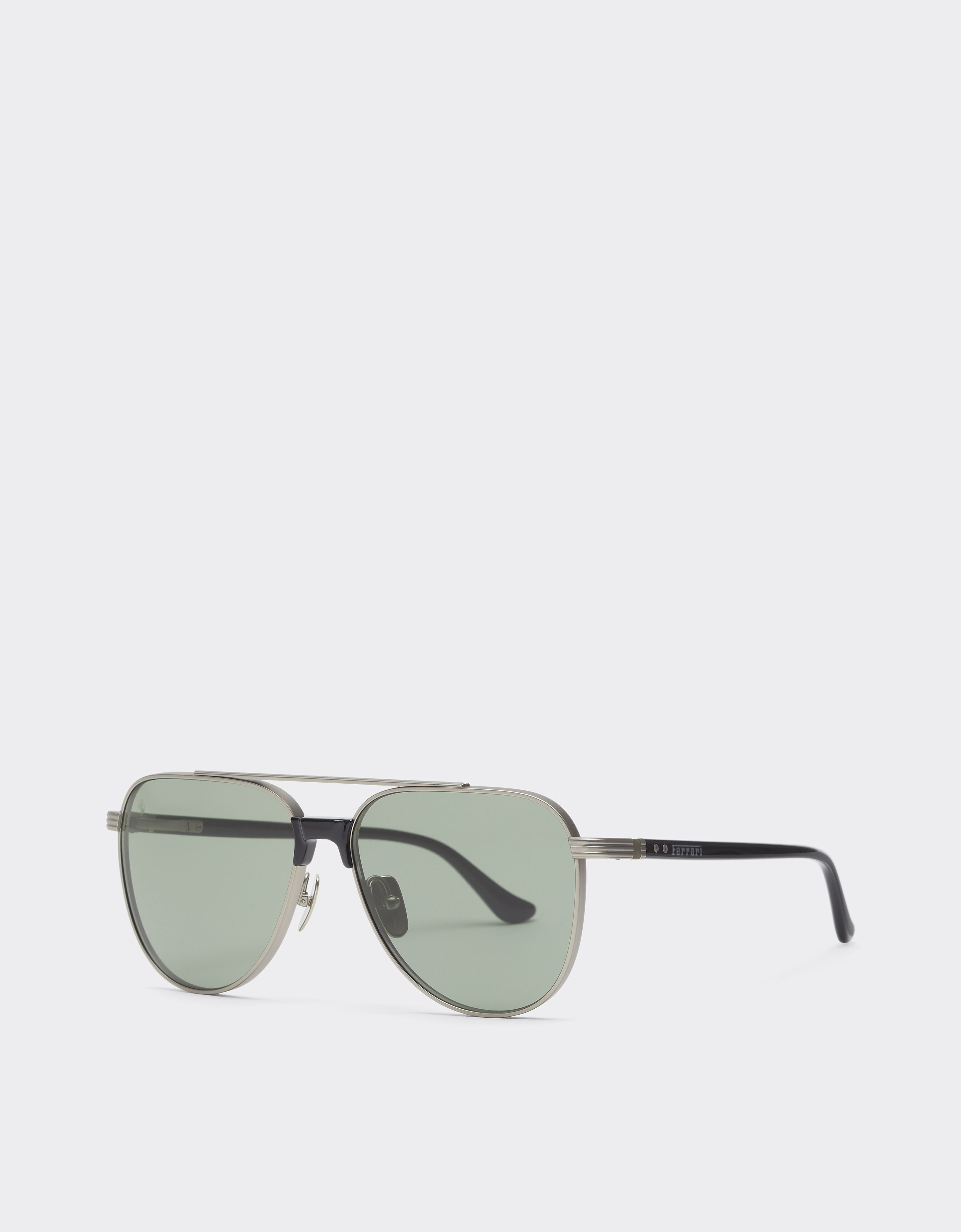 Ferrari Ferrari sunglasses in  matte silver titanium and acetate with dark green lenses Silver LA0KRf
