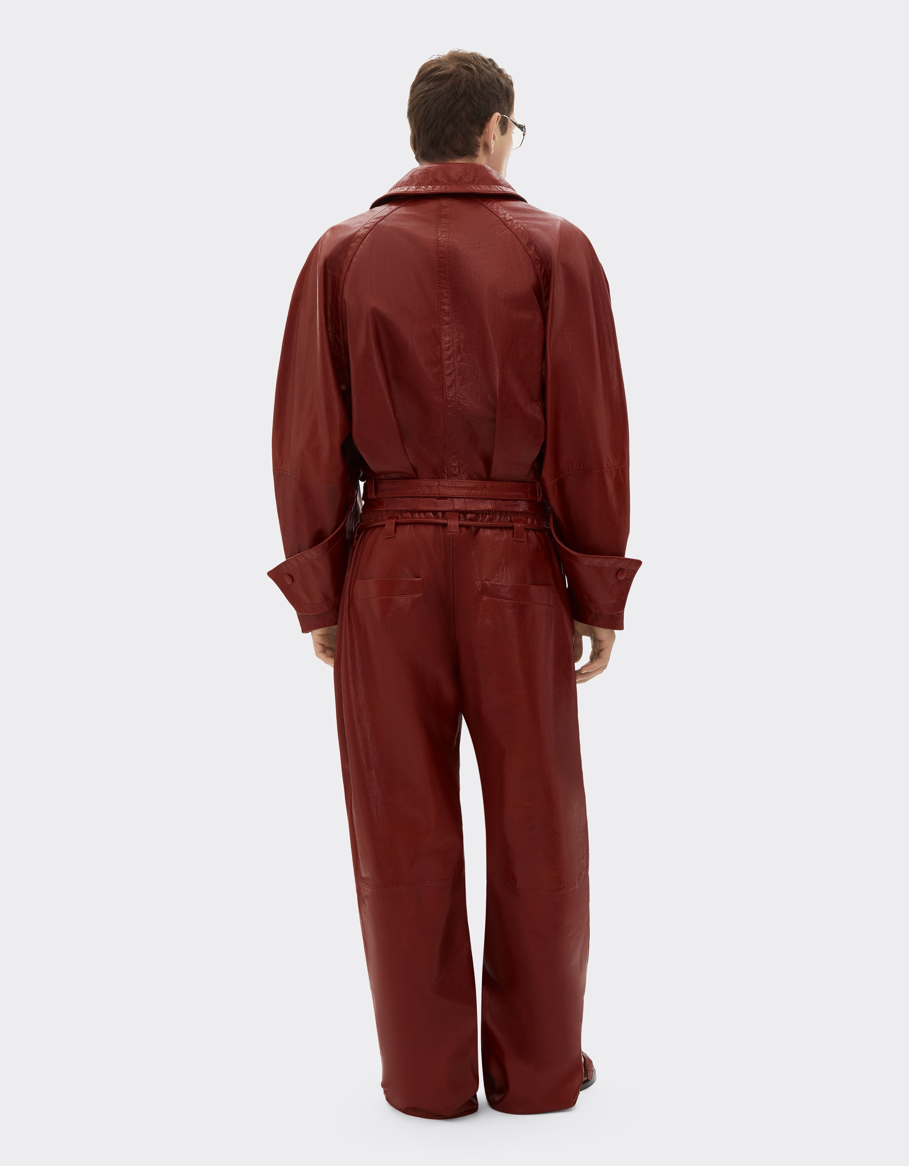 Ferrari 上蜡皮革飞行员夹克 Fired Brick 51439f