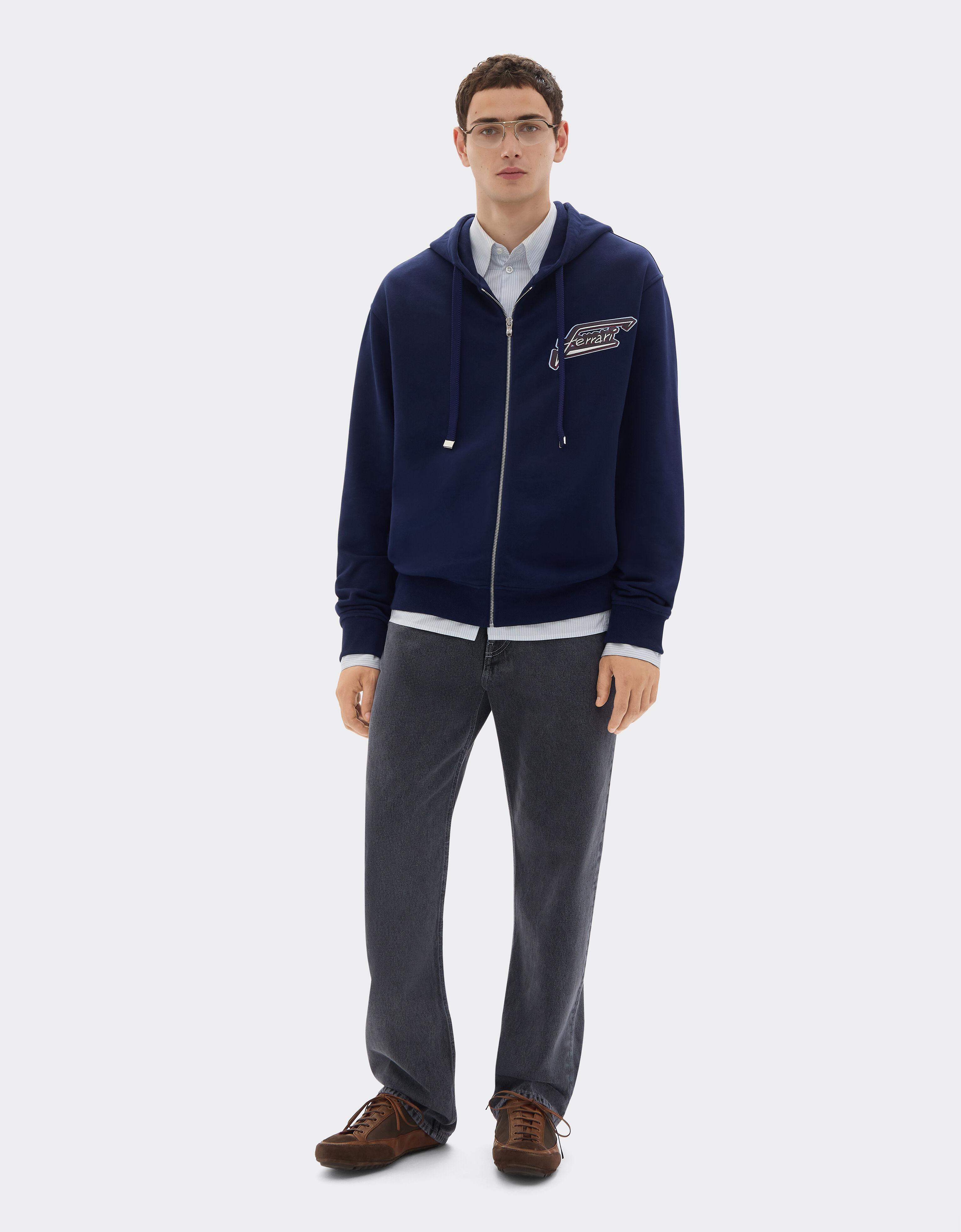 Ferrari 法拉利拼饰棉质拉链卫衣 Ultramarine 50823f