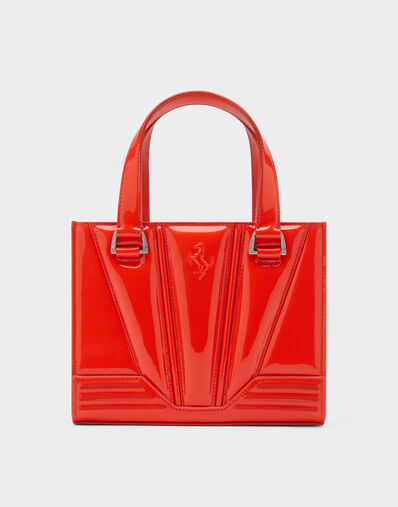 Ferrari Ferrari mini tote GT bag in glossy patent leather with Prancing Horse detail Dark Brown 21463f