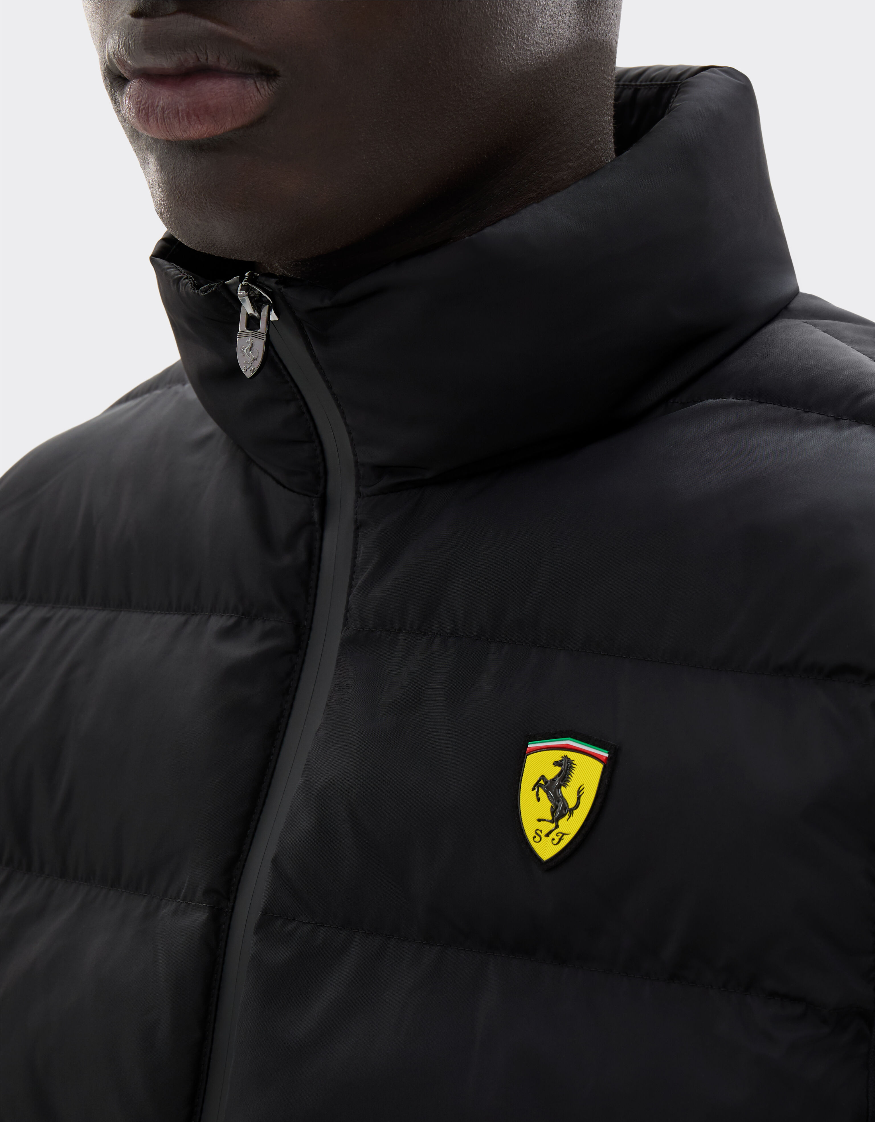  Quilted nylon vest with Ferrari Scudetto Nero SWMVT0001WNY0003f