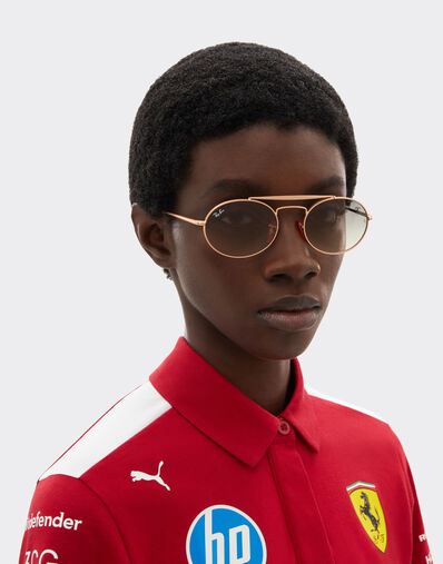 Ferrari 雷朋与法拉利车队联名款 RB3775M 浅灰色渐变镜片玫瑰金色金属太阳镜 银色 LA0EFf