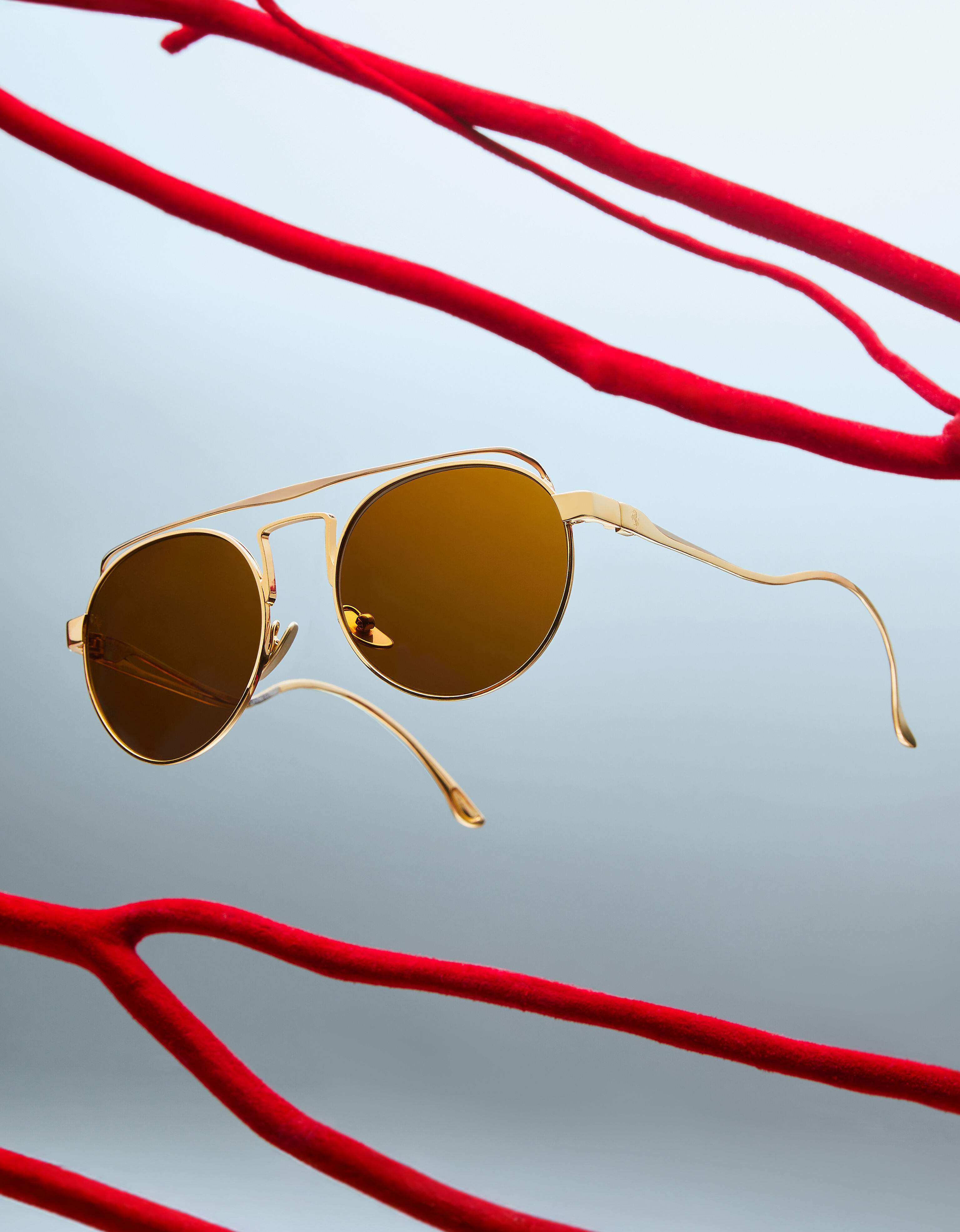 法拉利蓝色镜片哑光金色钛合金太阳镜 Ferrari 法拉利蓝色镜片哑光金色钛合金太阳镜 Gold LA0EOf