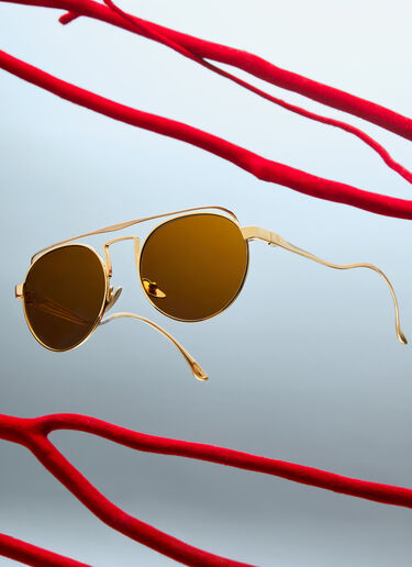 法拉利蓝色镜片哑光金色钛合金太阳镜 Ferrari 法拉利蓝色镜片哑光金色钛合金太阳镜 Gold LA0EOf