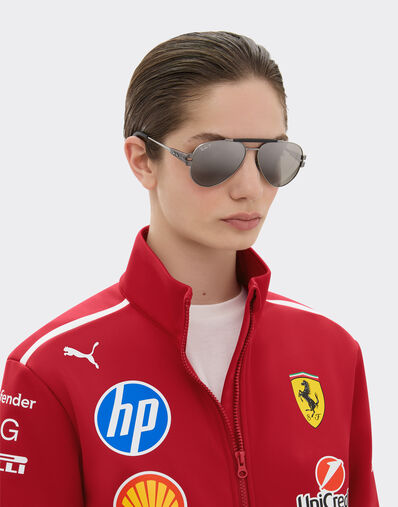 Ferrari 雷朋与法拉利车队合作款 RB3762M 偏光渐变灰色镜片枪灰色金属太阳镜 Ingrid LA016f