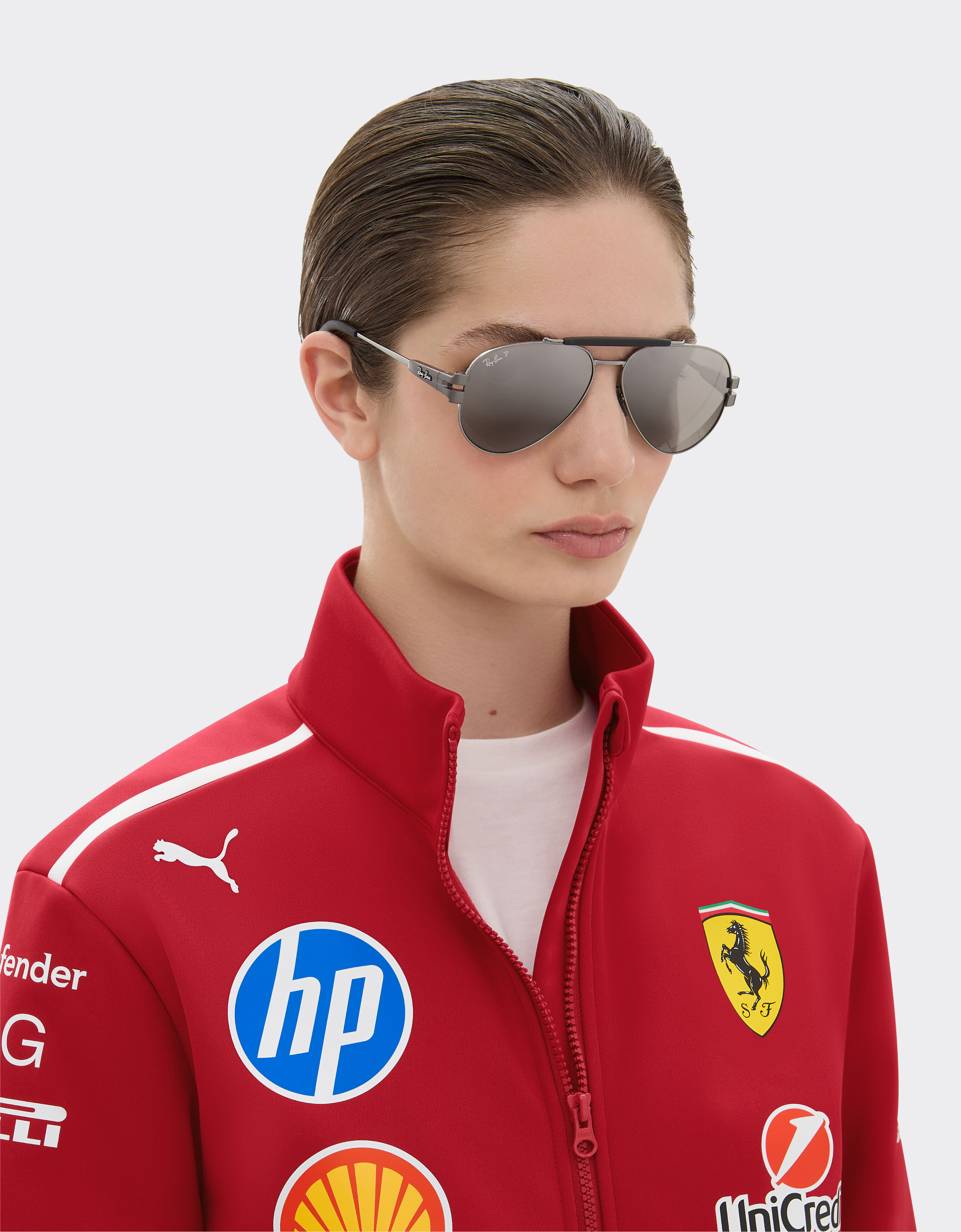 Ferrari 雷朋与法拉利车队合作款 RB3762M 偏光渐变灰色镜片枪灰色金属太阳镜 Ingrid LA016f