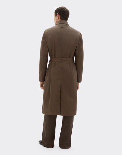 Ferrari Vintage-effect technical gabardine trench coat Khaki Green 49923f
