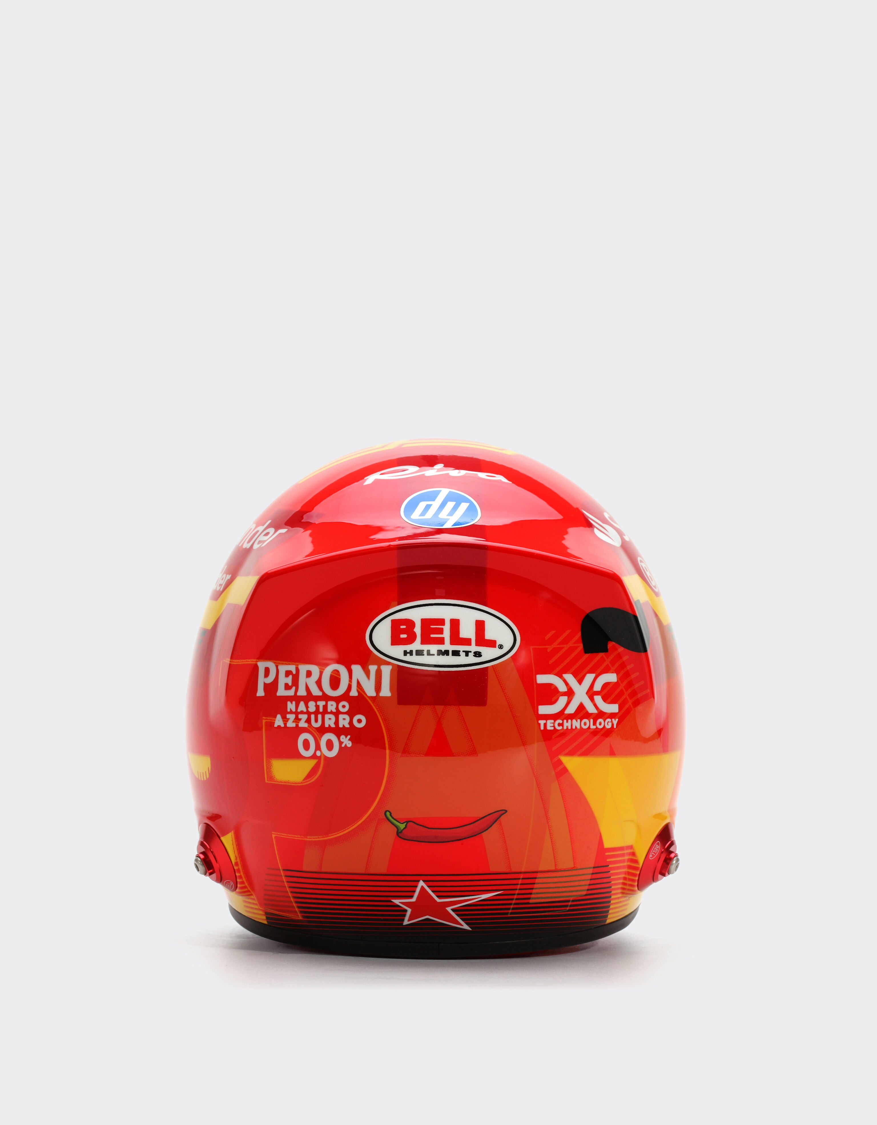 Ferrari 卡洛斯-塞恩斯迷你头盔（比例 1:2 - 西班牙特别版 2024 红色 F1355f