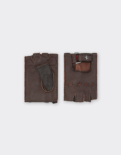 Ferrari Fingerless leather driving gloves Tabacco 47148f