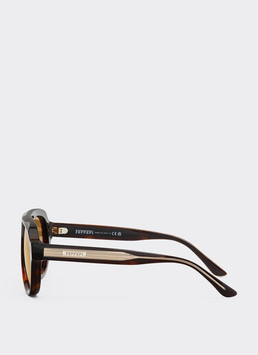 Ferrari 法拉利金色镜面棕色镜片玳瑁棕色醋酸纤维太阳镜 Tortoiseshell LA0EWf