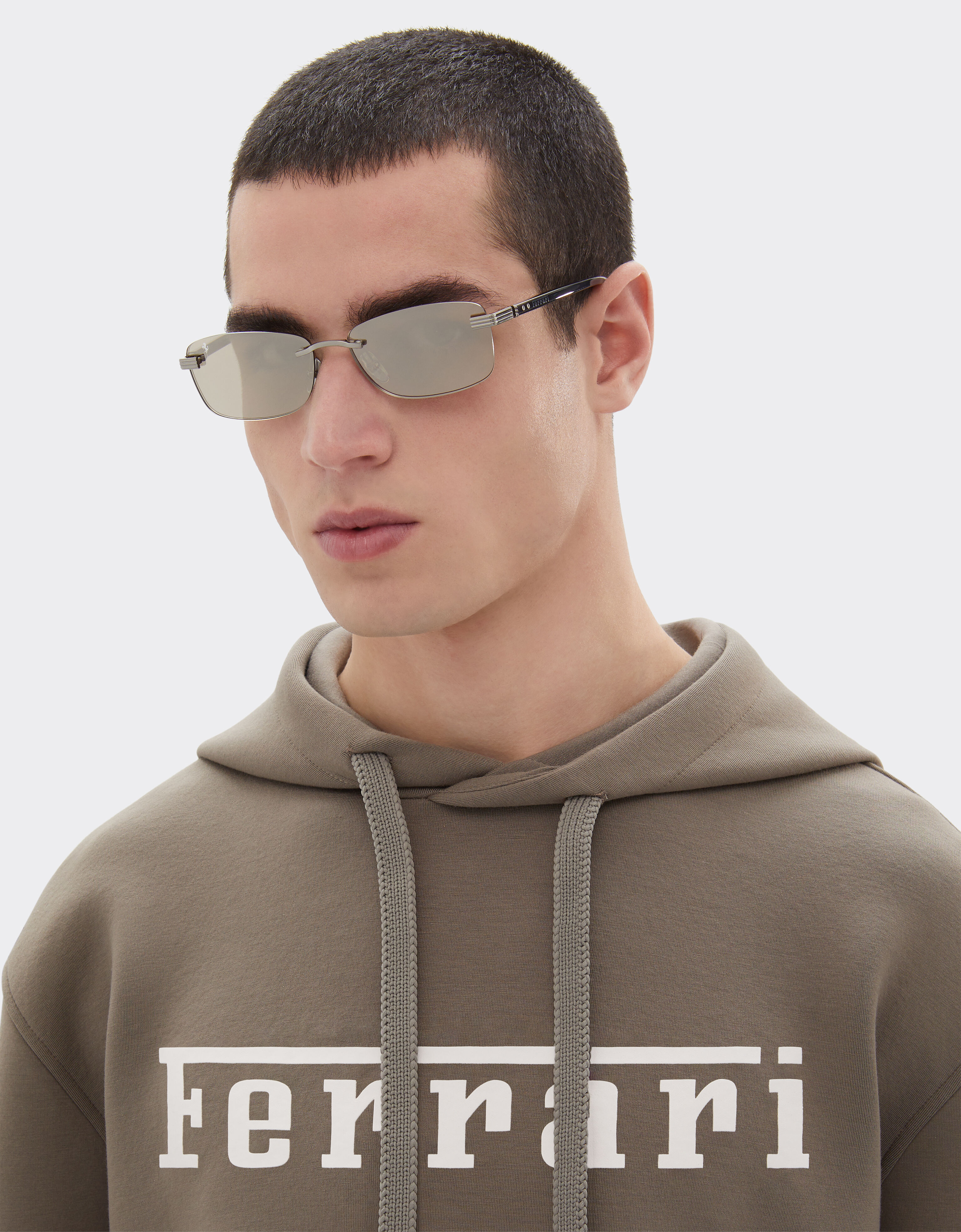 Ferrari Ferrari sunglasses in  brushed silver-colored titanium  and acetate with transparent gold lenses with white mirror coating Silver LA0L6f