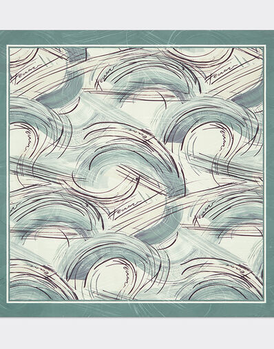 Ferrari 拉绒印花提花真丝方巾 米色 21930f