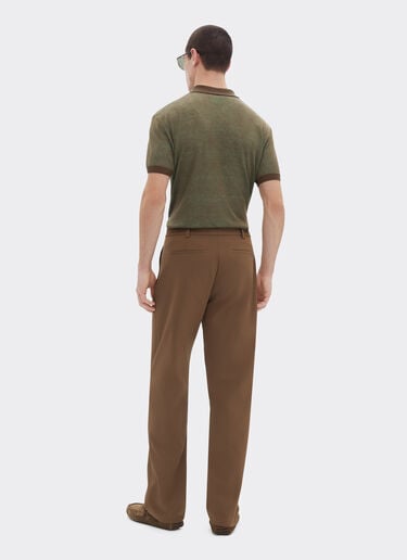 Ferrari 亚麻、羊绒和真丝混纺 Polo 衫 Khaki Green 50115f