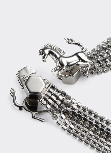 Ferrari Earrings with rhinestones Polished Chrome 50182f