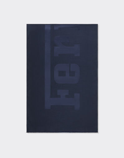 Ferrari Wool and silk scarf with Ferrari logo Navy 22718f