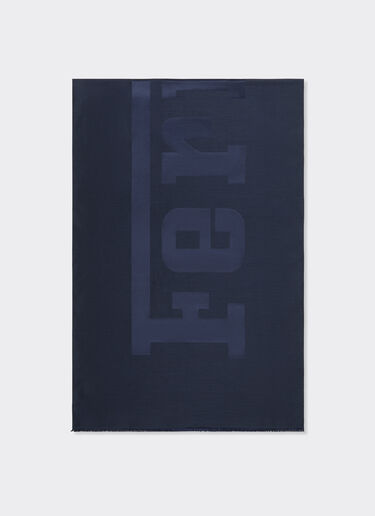Wool and silk scarf with Ferrari logo Ferrari Wool and silk scarf with Ferrari logo Navy 22718f
