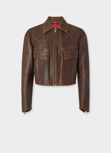 Ferrari 大马士革皮革外套 Khaki Green 50086f