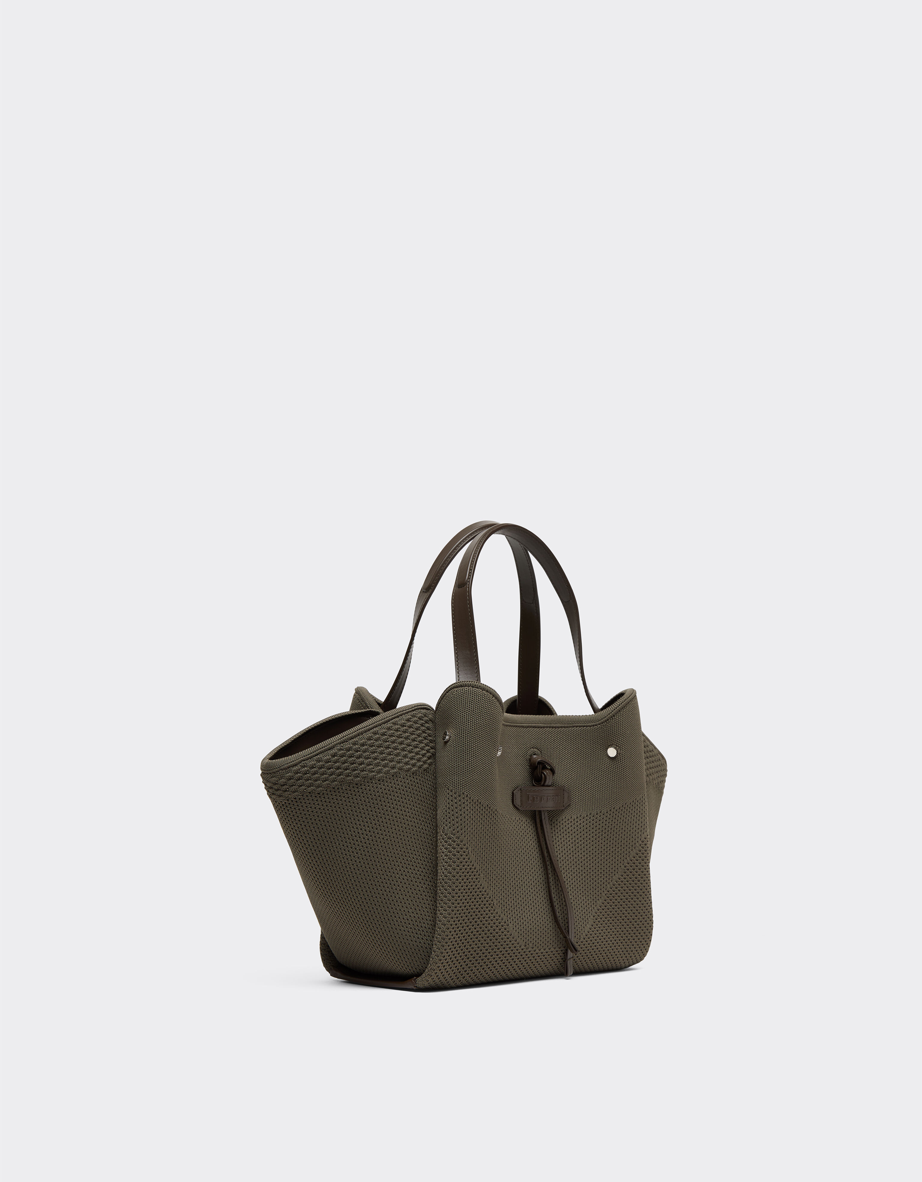 Ferrari 小号法拉利针织与皮革托特包 Khaki Green 50416f