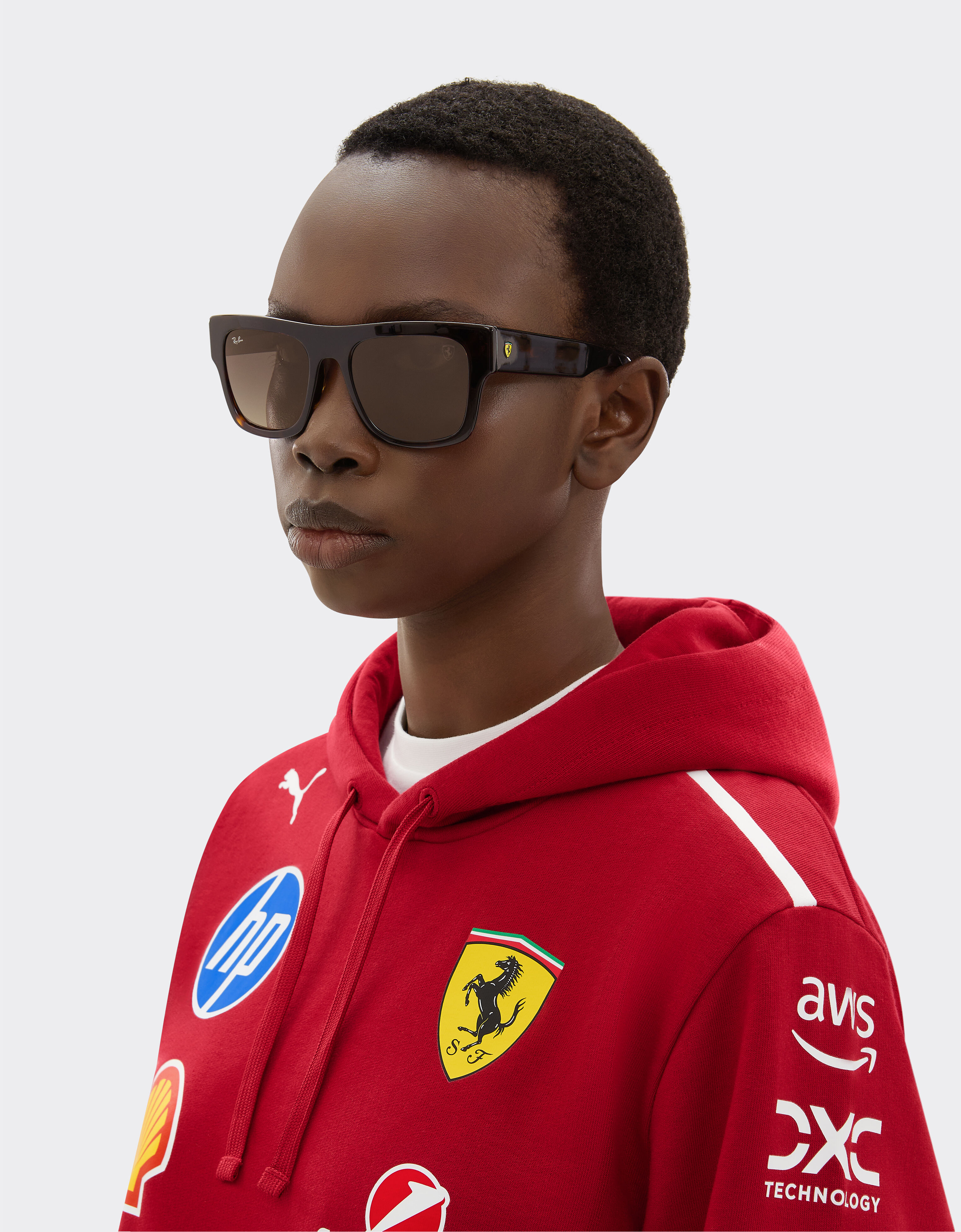 Ferrari 雷朋与法拉利车队合作款 RB2217M 深棕色镜片哈瓦那色醋酸纤维太阳镜 米色 LA01Hf