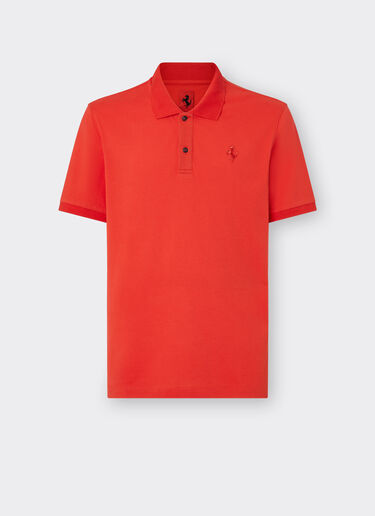 Ferrari Organic cotton piqué polo shirt with Prancing Horse Rosso Corsa CJMPO0014JCO0053f