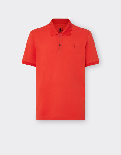 Organic cotton piqué polo shirt with Prancing Horse Ferrari Organic cotton piqué polo shirt with Prancing Horse Rosso Corsa CJMPO0014JCO0053f