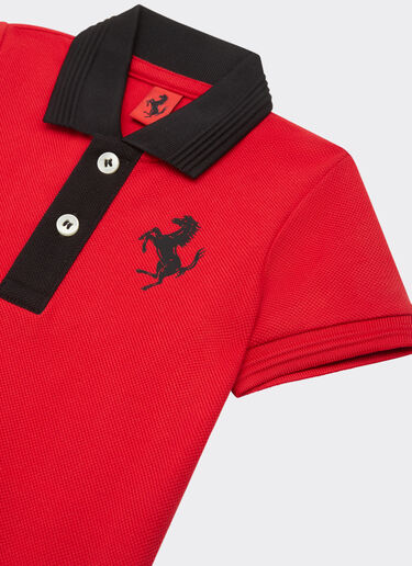 Ferrari 婴儿对比感细节棉质珠地 Polo 衫 Rosso Corsa 红色 47003fB