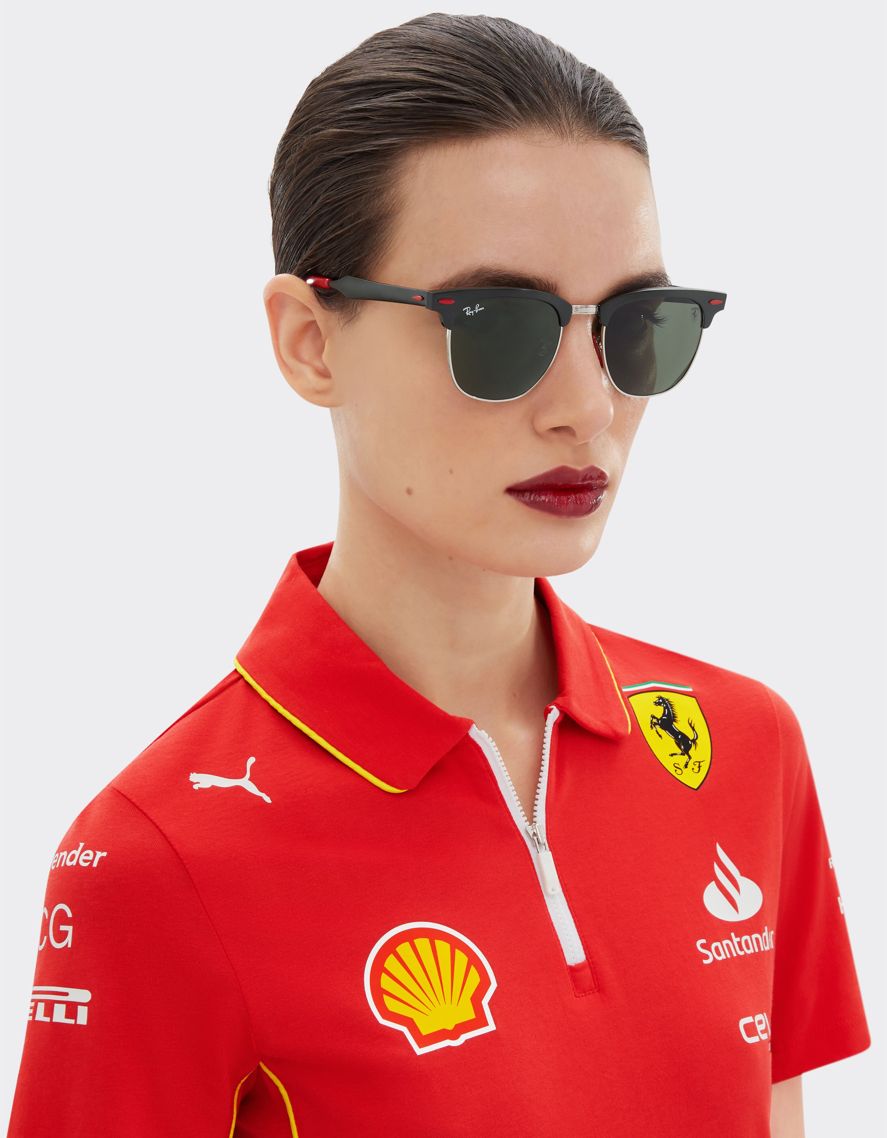 Ferrari 雷朋与法拉利车队合作款 RB3807M 绿色镜片黑色金属太阳镜 黑色 F1511f