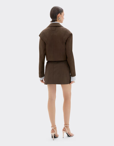 Ferrari Mini skirt in technical gabardine with a vintage effect Khaki Green 49927f