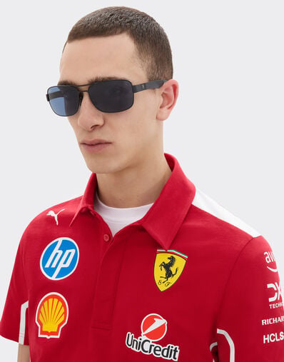 Ferrari 雷朋与法拉利车队合作款 RB3763M 蓝色镜片哑光黑色金属与塑料太阳镜 哑光黑 LA01Gf