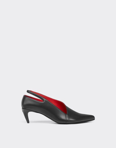 Ferrari Leather Slingback with Side Cut-out Marrone Scuro CSWSL0006XL00004f