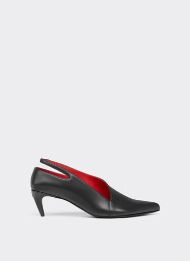 Ferrari Leather Slingback with Side Cut-out Marrone Scuro CSWSL0006XL00004f