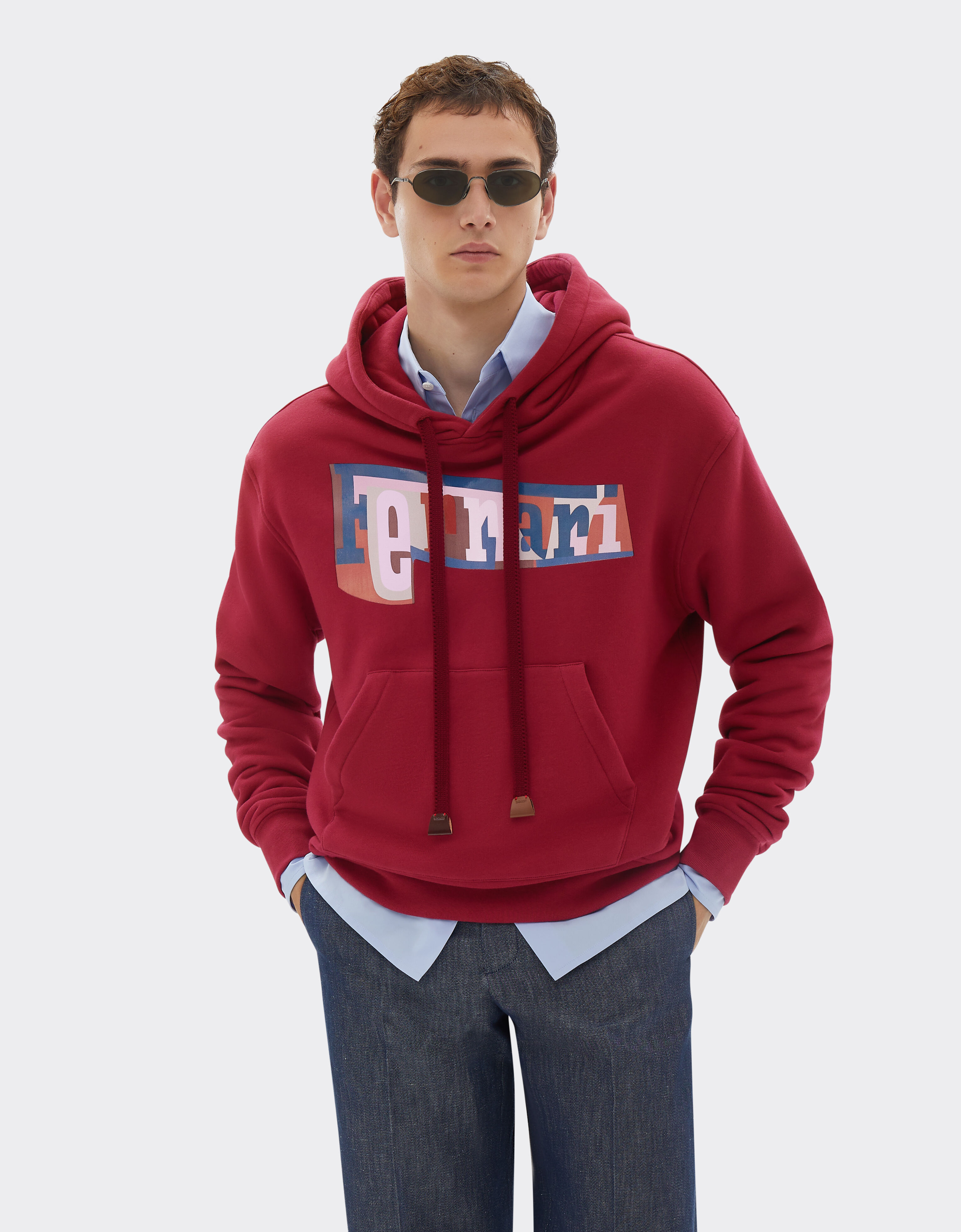 Ferrari Hoodie with color block logo print Cherry 22835f