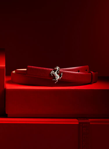 Ferrari Thin nappa leather belt Maison Red 50410f